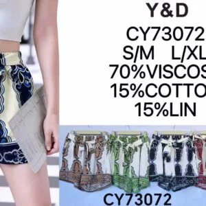 Short imprimé volutes baroques et taille élastiquée (x12)