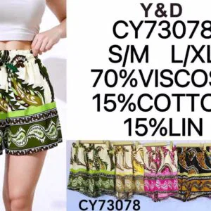 Short imprimé volutes de plumes et frises ornementales (x12)