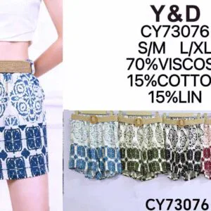 Short imprimé mosaïque byzantine et ceinture paille (x12)