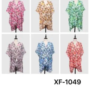 Tunique fluide imprimés plumes abstraites à col en V (x12)