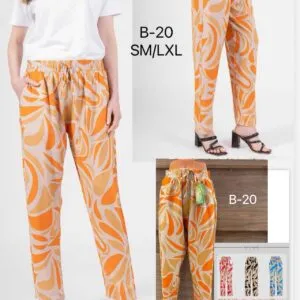 Pantalon coton imprimé rétro hippie-100% coton (x12)
